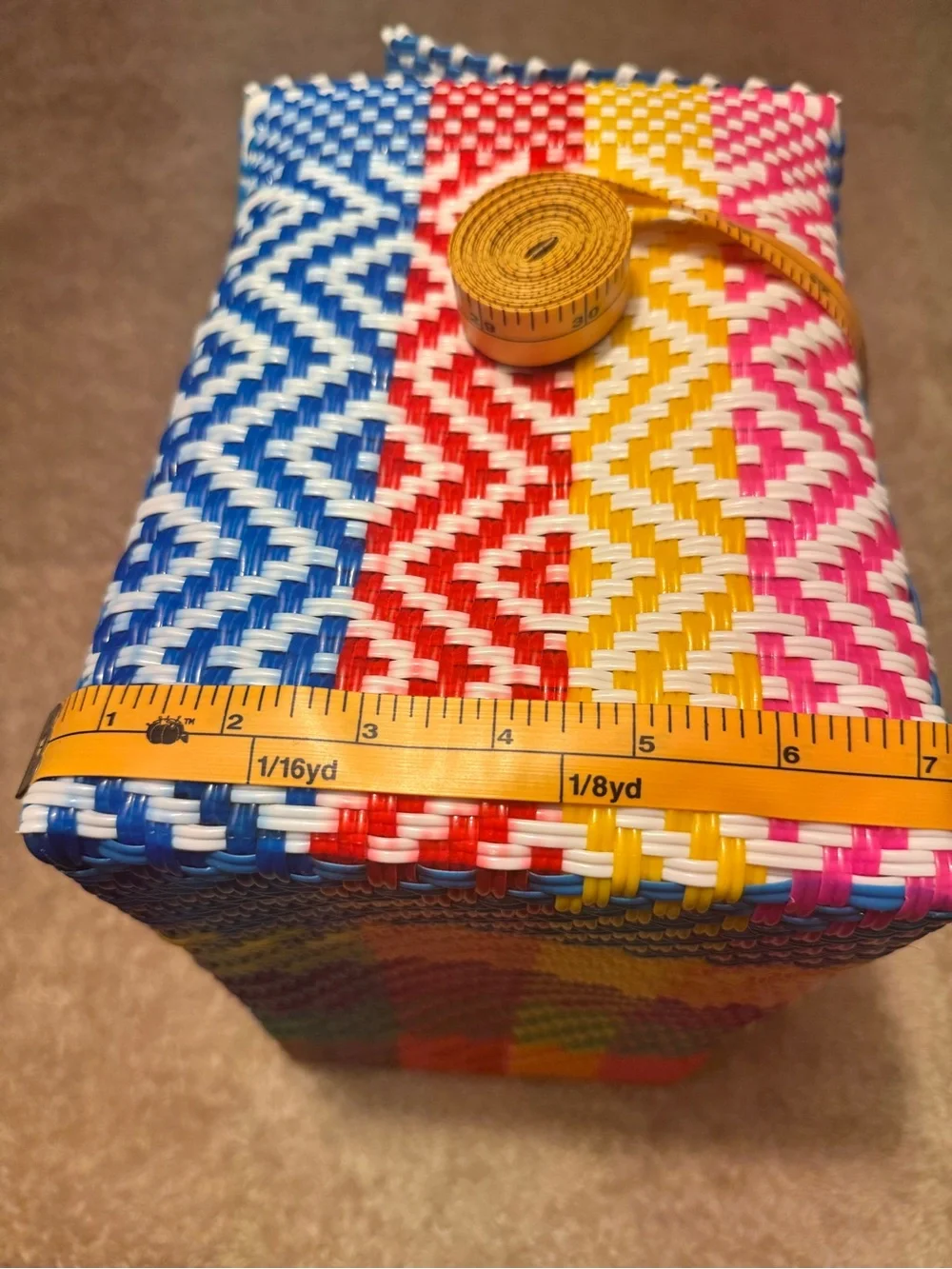 Rainbow Stripe Handwoven Picnic Tote bag